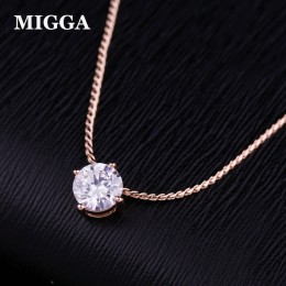 MIGGA lśniący Prong ustawianie cyrkonia kryształ naszyjnik choker łańcuszek różowe złoto kolor kobiety biżuteria