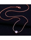 MIGGA lśniący Prong ustawianie cyrkonia kryształ naszyjnik choker łańcuszek różowe złoto kolor kobiety biżuteria