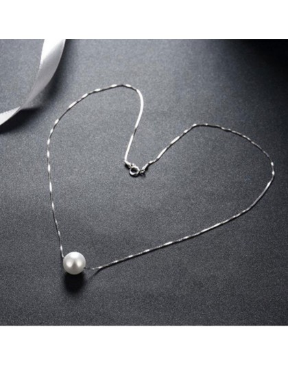 Anenjery 925 Sterling Silver biżuteria proste Hot moda 10mm symulowane Pearl Chain naszyjnik kolye collares bijoux femme S-N55