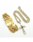 Wysokiej jakości bizantyjski łańcucha krzyż naszyjnik dla mężczyzn złoty kolor ze stali nierdzewnej krucyfiks wisiorek mężczyzna