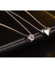 Anenjery 925 Sterling srebrny naszyjnik podwójna warstwa łańcucha cyrkon serce wisiorki naszyjniki dla kobiet kolye Choker S-N15