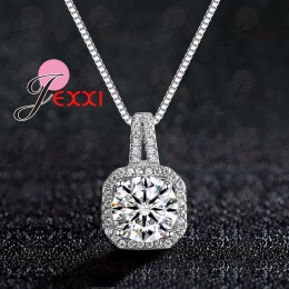 Hot 925 Sterling Silver naszyjnik i wisiorki biżuteria dla kobiet z pole łańcucha luksusowe Big CZ kryształ kamień akcesoria