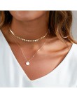2018 lato proste złota moneta warstwy materiały naszyjniki Choker naszyjnik dla kobiet wielowarstwowe Choker naszyjniki kołnierz