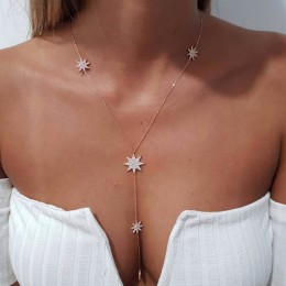 2018 w nowym stylu sexy gwiazda urok w kształcie litery y długi naszyjnik dla kobiet lady małe łańcuch ślub naszyjnik w kolorze 
