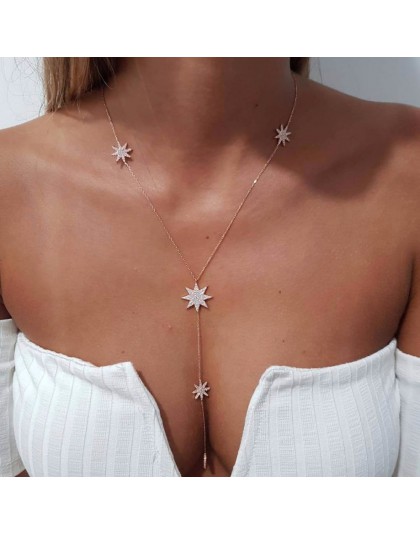 2018 w nowym stylu sexy gwiazda urok w kształcie litery y długi naszyjnik dla kobiet lady małe łańcuch ślub naszyjnik w kolorze 