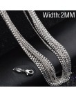 925 srebrne łańcuszki 2mm szerokość Link Chain naszyjnik dla mężczyzn kobiety moda biżuteria promocja 16-30 cal akcesoria prezen