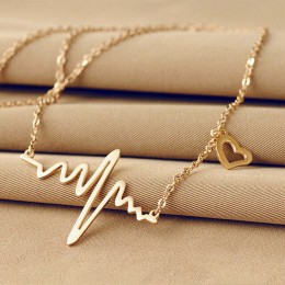 NK681 ekg serca naszyjnik na obojczyk łańcuch delicje Collares minimalistyczny bicie serca wisiorki Collier kobiety biżuteria śl