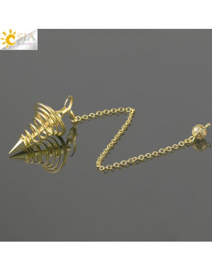 CSJA metalowe wahadło Amulet spirala stożkowa antyczne miedzi złoto srebro kolor wahadła do radiestezji piramidy Pendule biżuter
