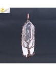 CSJA naturalny kryształ filar duże wisiorki antyczne miedzi drutu owinięte drzewo życia kwarcowy naszyjnik dla naszyjnik PPC łań