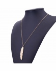 FAMSHIN 2017 Nowe Mody kobiet w stylu vintage długi naszyjnik biżuteria srebrna złota proste pióro wisiorek naszyjniki colar Biż