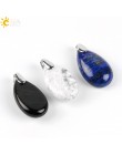 CSJA Natural Gem Stone Water Drop Necklaces Pendants Tiger Eye Lapis Lazuli Clear Crystal Opal Reiki Healing Jewellery Gift E526
