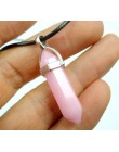 Naszyjnik z naturalnym kamieniem wisiorek kryształ opal różowy fioletowy lapis rzemyk skórzany