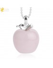 CSJA gorąca sprzedaż Apple kamień naturalny wisiorek kwarcowy koralik kryształ wisiorki naszyjnik moda biżuteria dla kobiet dzie