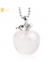 CSJA gorąca sprzedaż Apple kamień naturalny wisiorek kwarcowy koralik kryształ wisiorki naszyjnik moda biżuteria dla kobiet dzie