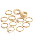 17KM złoty Sliver pierścienie zestaw dla kobiet w stylu Vintage serce łuk Twist Finger pierścień 2019 pierścionki na środek palc