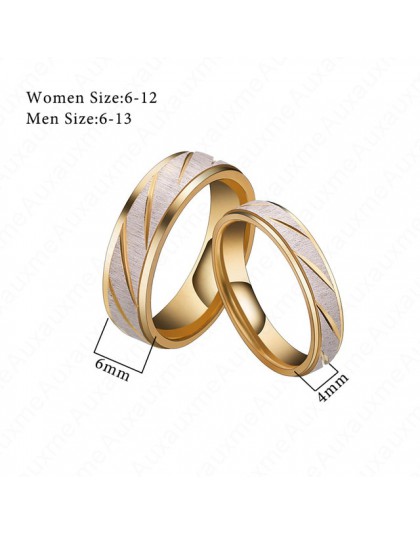 Auxauxme miłośników tytanu stali para pierścienie złota fala wzór ślub pierścień przyrzeczenia do kobiety mężczyźni pierścionek 