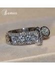 Bamos luksusowe biały cyrkon pierścionek zaręczynowy Vintage różowe złoto wypełnione obrączki dla kobiet moda biżuteria 2018 New