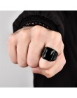 Jiayiqi mężczyźni Hiphop pierścień 316L ze stali nierdzewnej czarny/czerwony kamień pierścień Rock moda biżuteria męska
