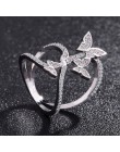 Motyl kryształ cyrkon skrzydła pierścień dla kobiet miłość biżuteria dziewczyny Trendy obrączki ślubne moda Party pierścionki bi