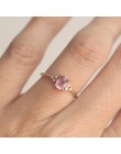 Różowy owalny kryształ pierścień dla kobiet prosty styl zaręczynowy modny elegancki