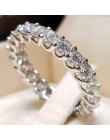2 sztuk zestaw dla nowożeńców eleganckie pierścionki dla kobiet srebrny kolor ślubne modna biżuteria zaręczynowa z pełnym błyszc