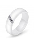 Ceramiczny pierścionek damski obrączka zdobna elegancki czarny biały cyrkonie na prezent