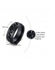 Vnox 8mm fajne czarne Spinner łańcuch pierścień dla mężczyzn opon tekstury ze stali nierdzewnej obrotowy linków Punk mężczyzna A