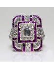 YWOSPX luksusowe srebrny duże kwadratowe pierścionki dla kobiet biżuteria ślubna kryształ cyrkon Anel zaręczyny Anillos komunika