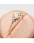 Różowy owalny kryształ pierścień dla kobiet prosty styl zaręczynowy modny elegancki
