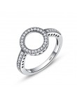 BAMOER 100% oryginalna 925 Sterling Silver zawsze jasne czarny CZ koło okrągły Finger pierścienie dla kobiet biżuteria prezent n
