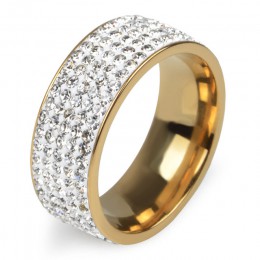 Chanfar 5 wierszy kryształowy pierścionek ze stali nierdzewnej kobiety dla eleganckich Full Finger miłość obrączki ślubne biżute