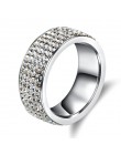 Chanfar 5 wierszy kryształowy pierścionek ze stali nierdzewnej kobiety dla eleganckich Full Finger miłość obrączki ślubne biżute