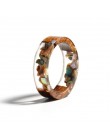 2019 nowy projekt ręcznie z drewna pierścień z żywicy kwiaty rośliny wewnątrz biżuteria nowy nowość drewno pierścień pierścionek