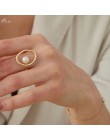 AOMU moda dziewczyna prezent metalowy pierścień dla kobiet biżuteria geometryczne okrągły pierścień Street Shoot akcesoria sztuc