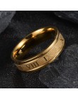 ELSEMODE 8mm 316L obrączka ślubna ze stali nierdzewnej pierścień cyframi rzymskimi złoty czarny fajne Punk pierścionki dla mężcz