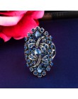SINLEERY w stylu Vintage, duży Hollow niebieski Rhinestone ważka pierścienie kobiet antyczne srebro kolor Wedding Party biżuteri
