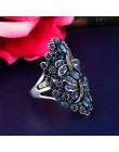 SINLEERY w stylu Vintage, duży Hollow niebieski Rhinestone ważka pierścienie kobiet antyczne srebro kolor Wedding Party biżuteri