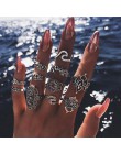 11 sztuk/zestaw czeski plaża Retro słoń Hollow Lotus fala klejnoty geometria kryształowy pierścień zestaw kobiety urok biżuteria