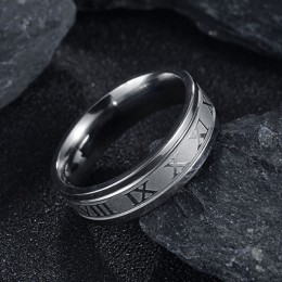 ELSEMODE 8mm 316L obrączka ślubna ze stali nierdzewnej pierścień cyframi rzymskimi złoty czarny fajne Punk pierścionki dla mężcz