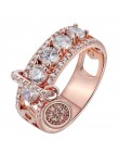 ZORCVENS New Arrival w stylu Vintage różowe złoto wypełnione obrączki dla kobiet moda biżuteria luksusowe biały cyrkon pierścion