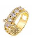 ZORCVENS New Arrival w stylu Vintage różowe złoto wypełnione obrączki dla kobiet moda biżuteria luksusowe biały cyrkon pierścion