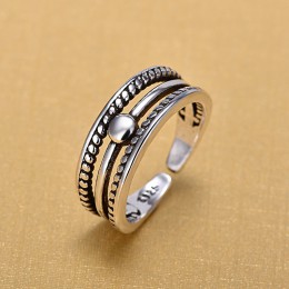 Retro Vintage 925 srebro ręcznie otwarty palec otwarte pierścienie dla kobiet srebro biżuteria