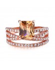 Moduł różowe złoto kolor obrączki dla kobiet Bijoux szampana CZ kamień pierścionek zaręczynowy pierścień Dropshipping