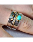 Czechy mały niebieski kamień klejnot złoty liny Ornament pierścień dla kobiet w stylu Vintage srebrny kolor Knuckle Finger pierś