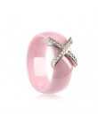 Moda biżuteria kobiety pierścień z AAA kryształ 6/8mm X krzyż pierścienie ceramiczne dla kobiet mężczyzn Plus duży rozmiar 10 11