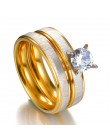 MeMolissa romantyczny podwójne pierścienie zestaw pierścień dla kobiet panie Lover Party moda ślubna Rhinestone pierścionki jasn