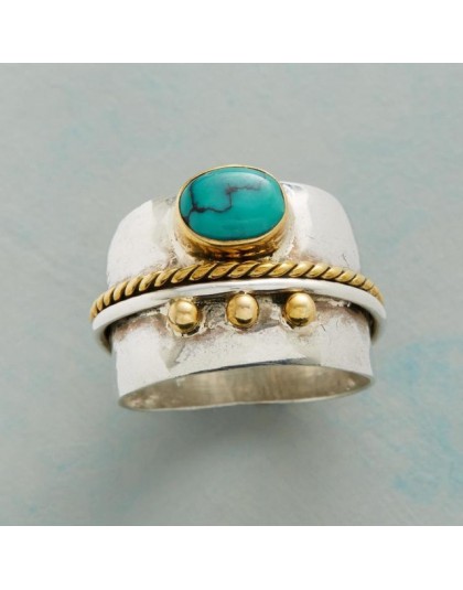 Czechy mały niebieski kamień klejnot złoty liny Ornament pierścień dla kobiet w stylu Vintage srebrny kolor Knuckle Finger pierś