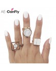 AE-CANFLY geometryczne okrągłe kwadratowe Big palec serdeczny Boho etniczne kobiety Hippie pierścień 2D1015