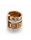 Rhinestone pierścionki dla kobiet ze stali nierdzewnej złoto/srebro/różowe cyframi rzymskimi pierścienie kobiet obrączki ślubne 