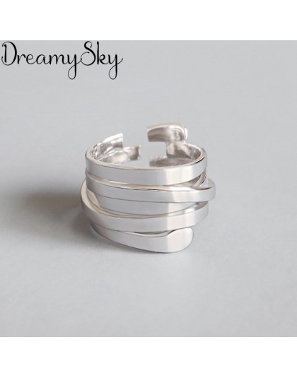 Osobowości przesadzone 925 Sterling Silver nieregularne geometryczne pierścionki dla kobiet zaręczyny biżuteria dziewczyny pierś